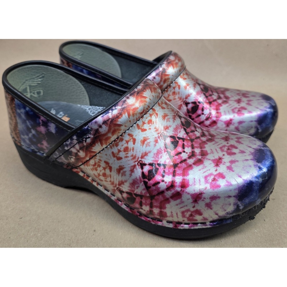 Dansko XP20 Women's Mules Clogs, Nursing Slip Ons, Size 38, Metallic Tye Dye, GU